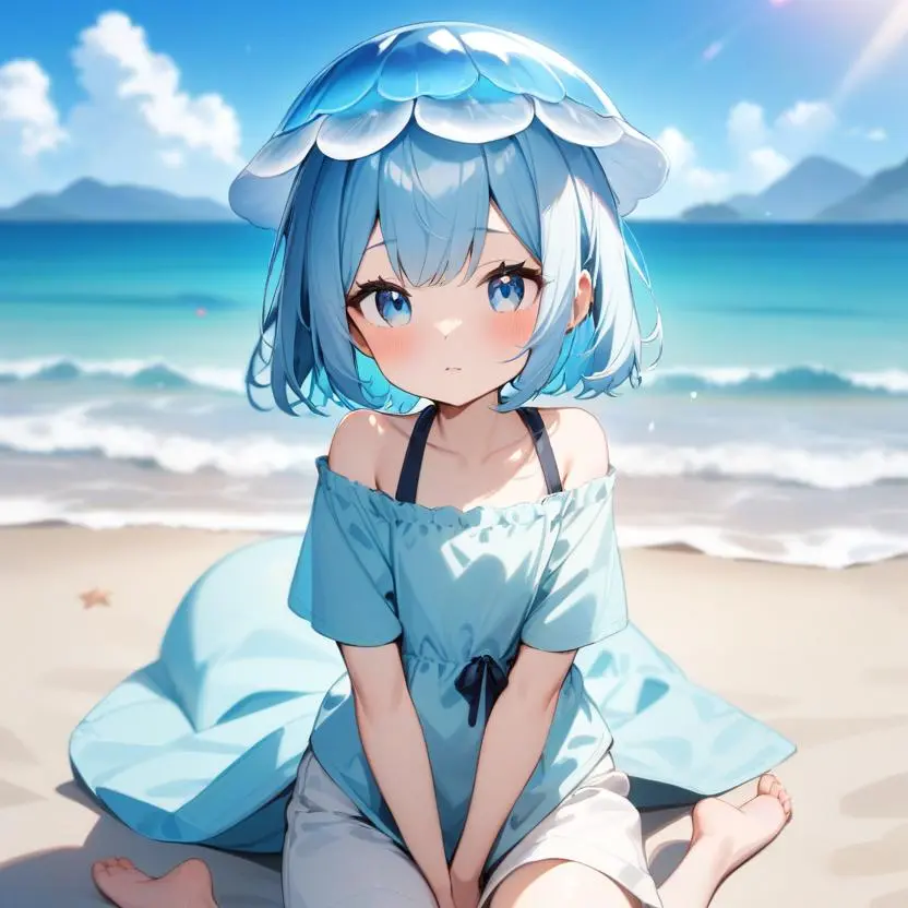 SturdyGlaze0586의 해변에 떠밀려온 해파리 소녀