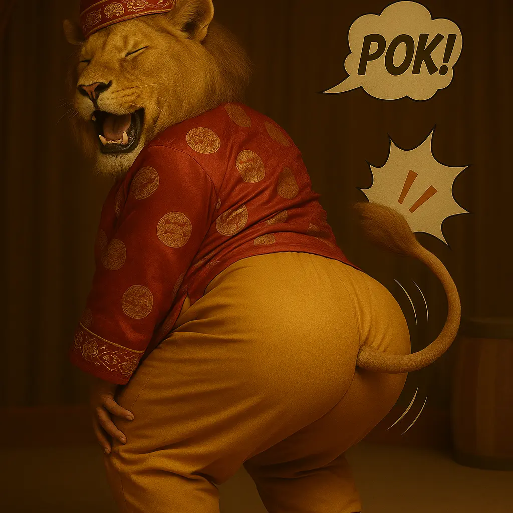 Furryman의 중국의 사자 퍼슈트 서커스 파티