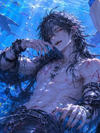 CurvyTuba3658의 サメの海洋獣人にロックオンされた