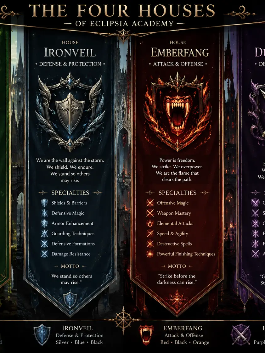 Oziel의 Eclipsia Academy The Four Houses