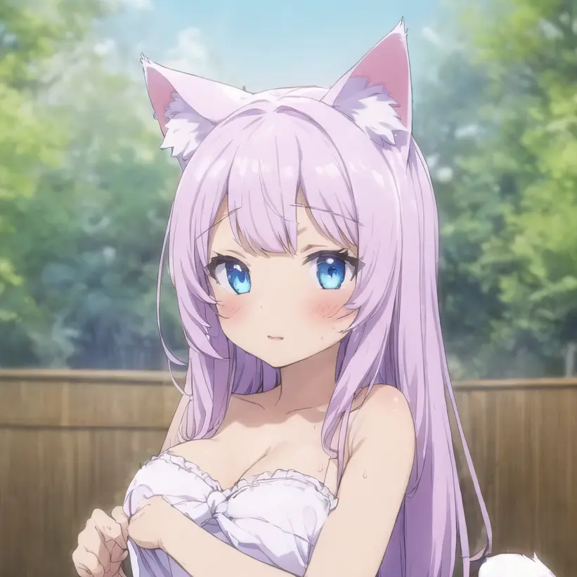 crystar_burnin의 猫耳と尻尾をモフられる猫。