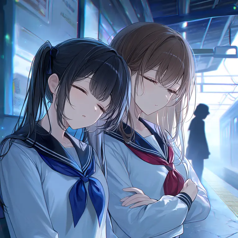 CannyMule9005의 深夜の駅のホーム姉妹