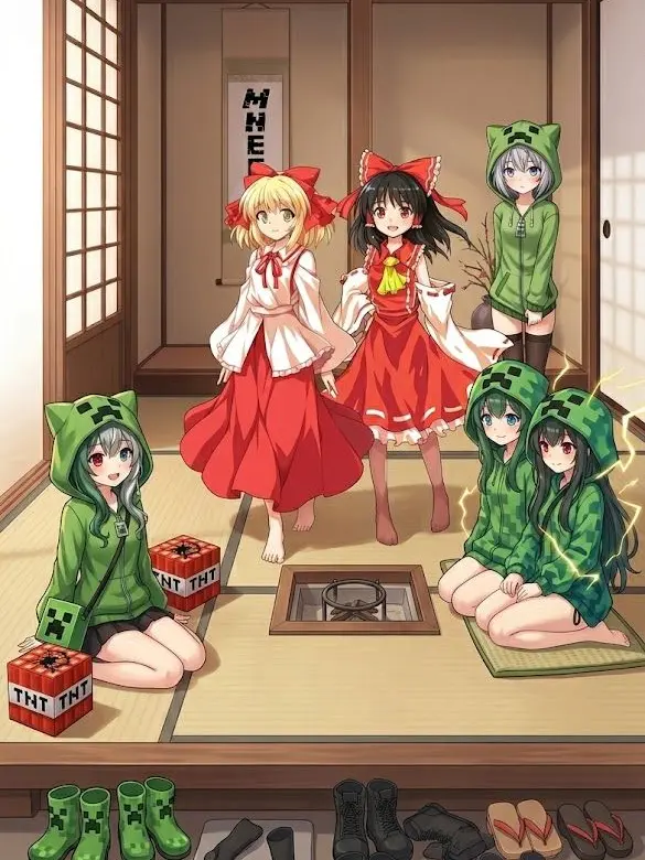 BigMint3520의 霊夢さんが4人クリーパーを拾った様です