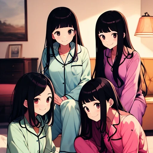 레즈 여자4명끼리 파자마 파티...♡