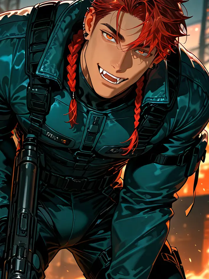 mutcha0의 燃えるような赤で暗闇を裂く男