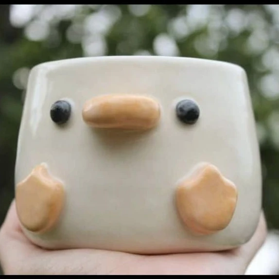 오리 도자기 컵