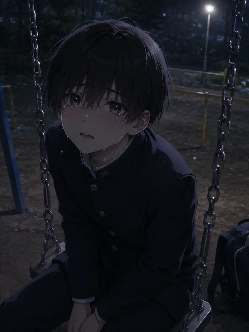 StrongCard3568의 夜の公園で泣いてる男の子