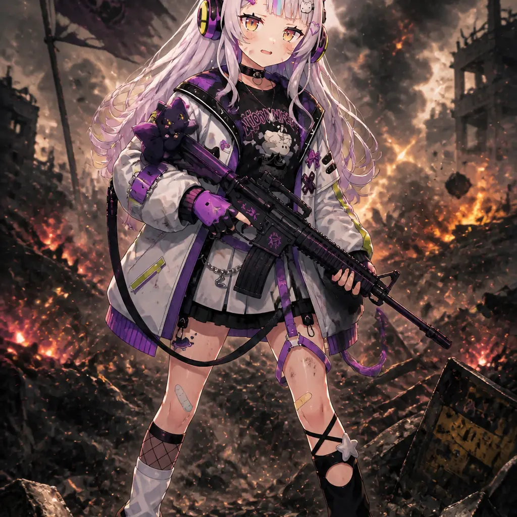 hamusutaa의 戦場に立つ2人の少女