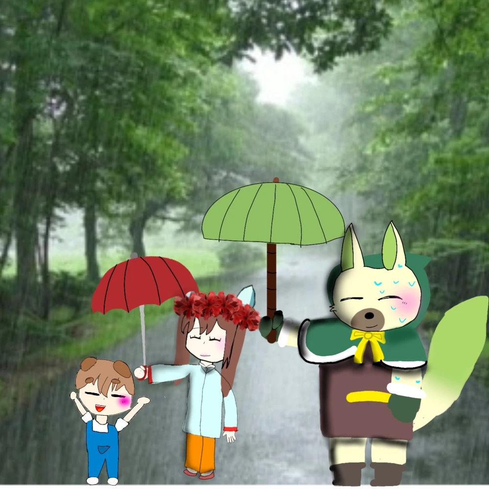 우산여우, 여우 비