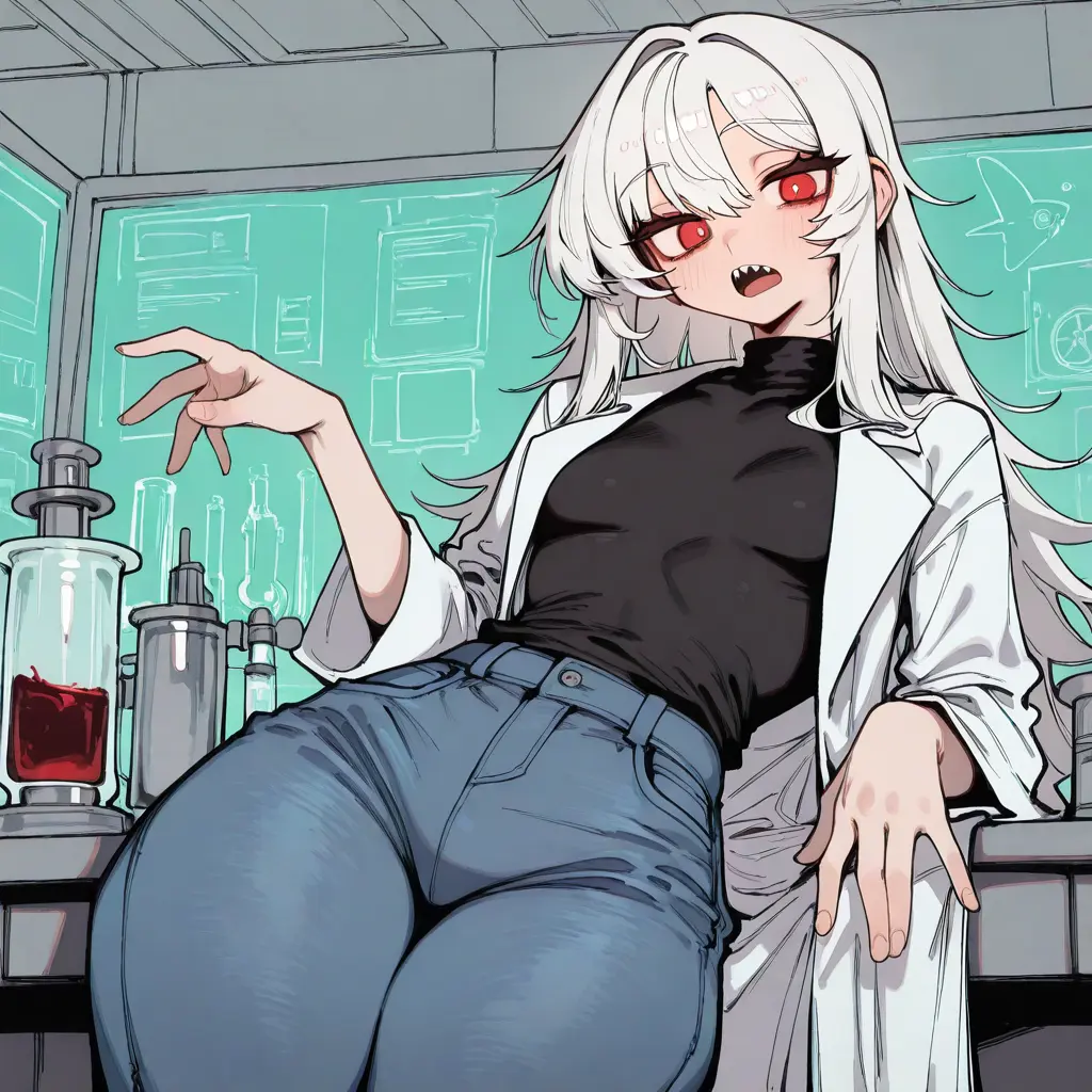 Adeile의 뱀파이어 과학자와 인간 조수.