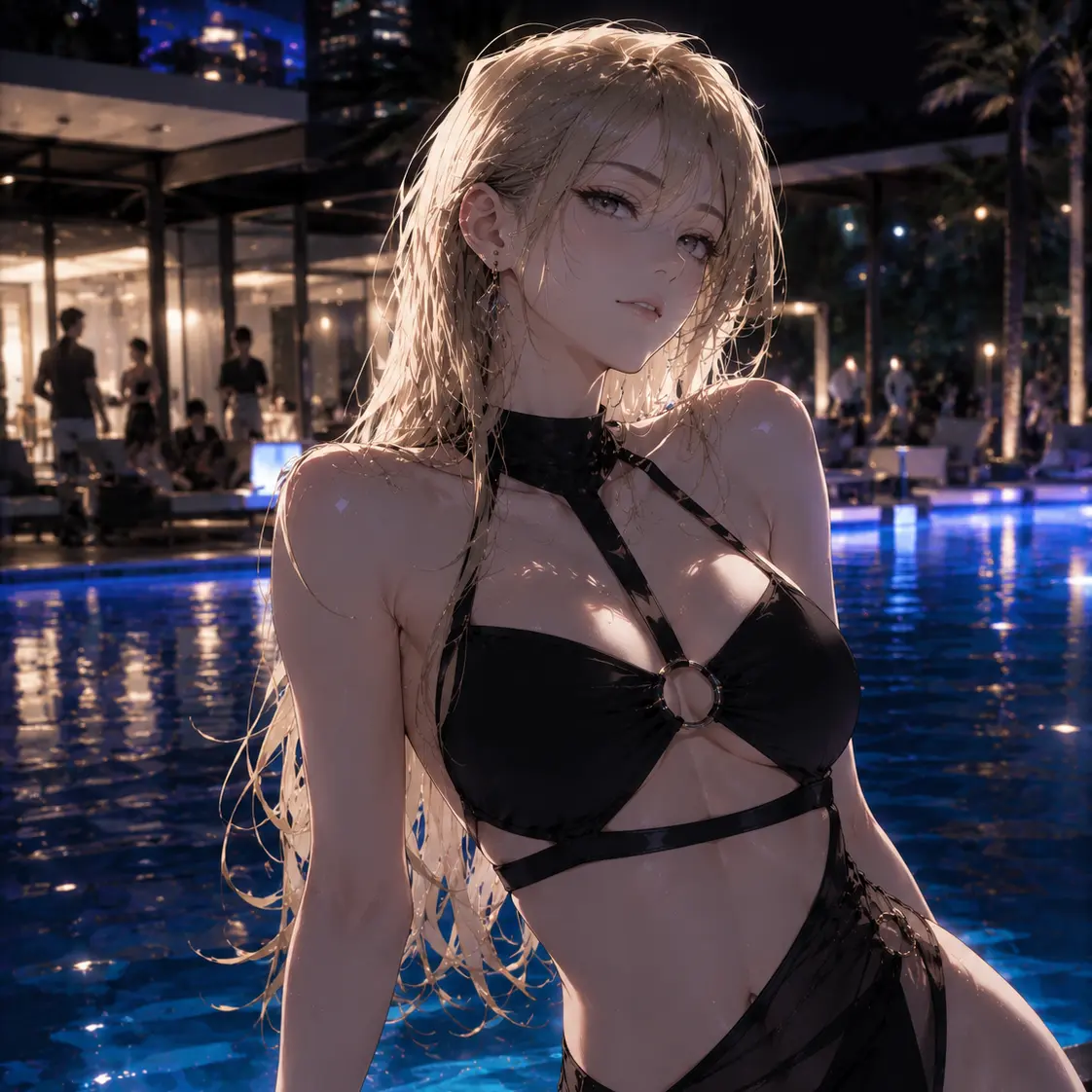 AfraidSilk4469의 ナイトプールで退屈そうな彼女