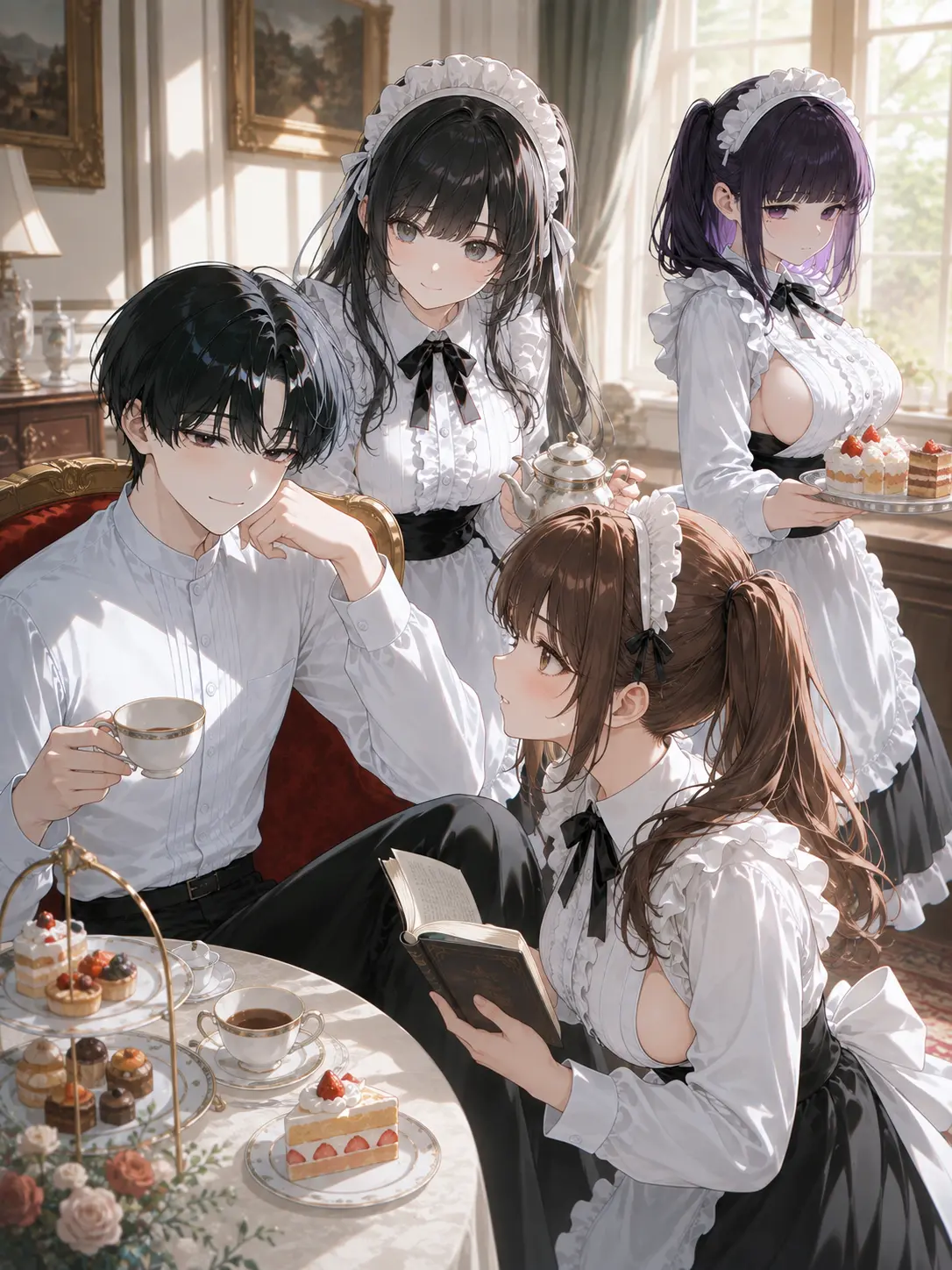 I0lilikE2의 若き当主。と三人のメイド達。