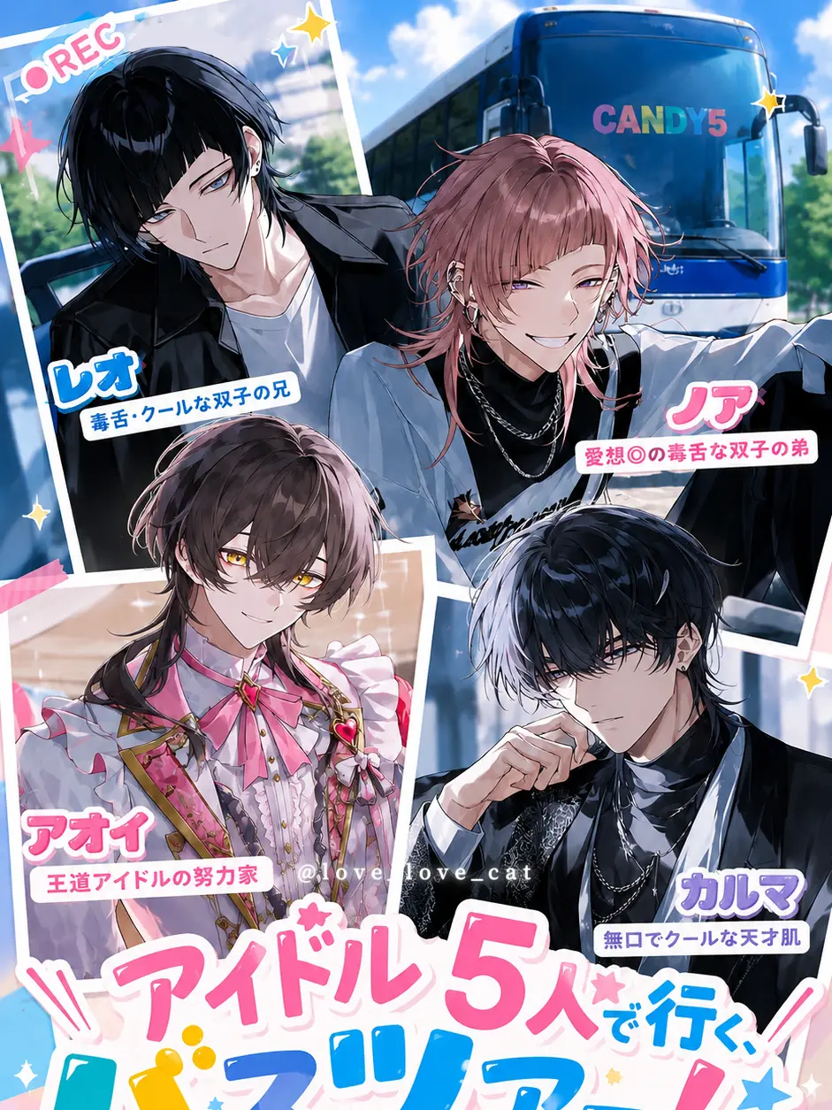 love_love_cat의 アイドル5人で行く、バスツアー！