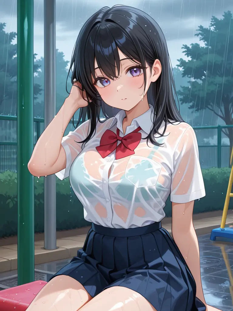 Tiru162901의 生徒会長が雨の中、公園に・・・