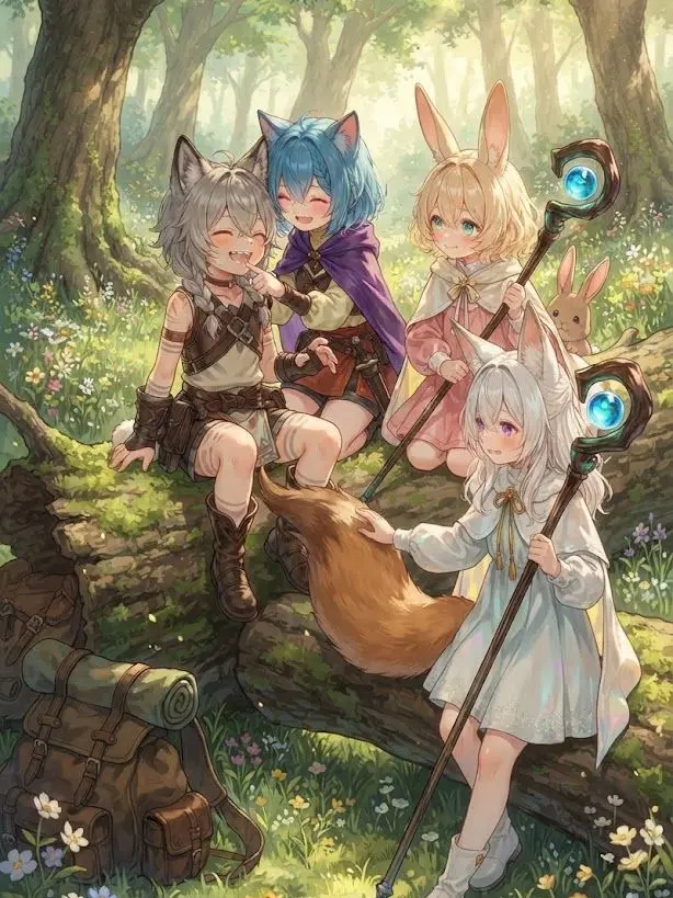 Fantasyworld0의 네 수인 제자와 여행하는 모험가
