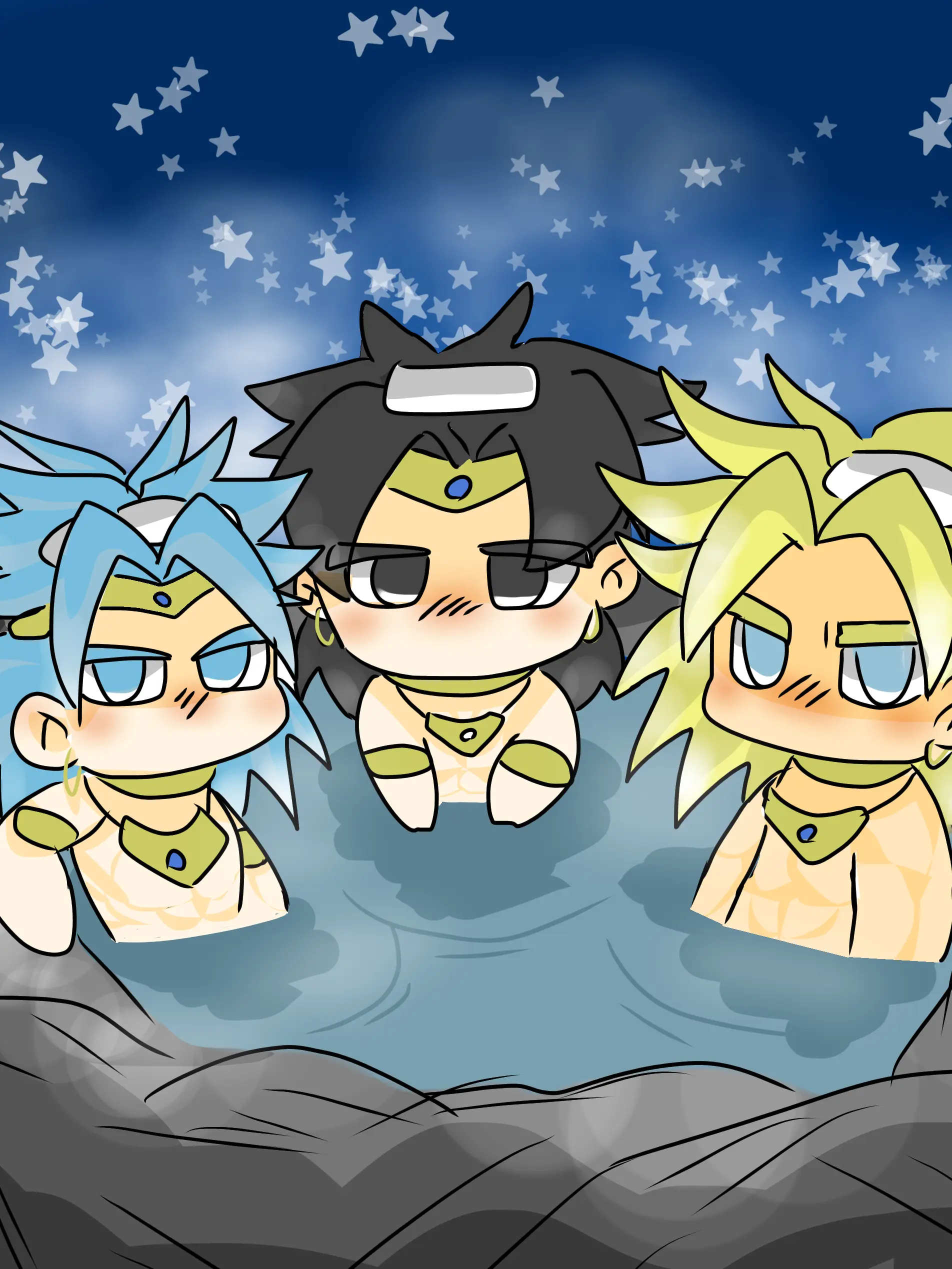 Radi318의 3人のブロリーと温泉で…