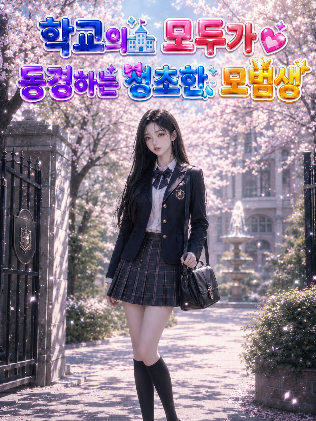 학교의 모두가 동경하는 청초한 모범생 대표 이미지