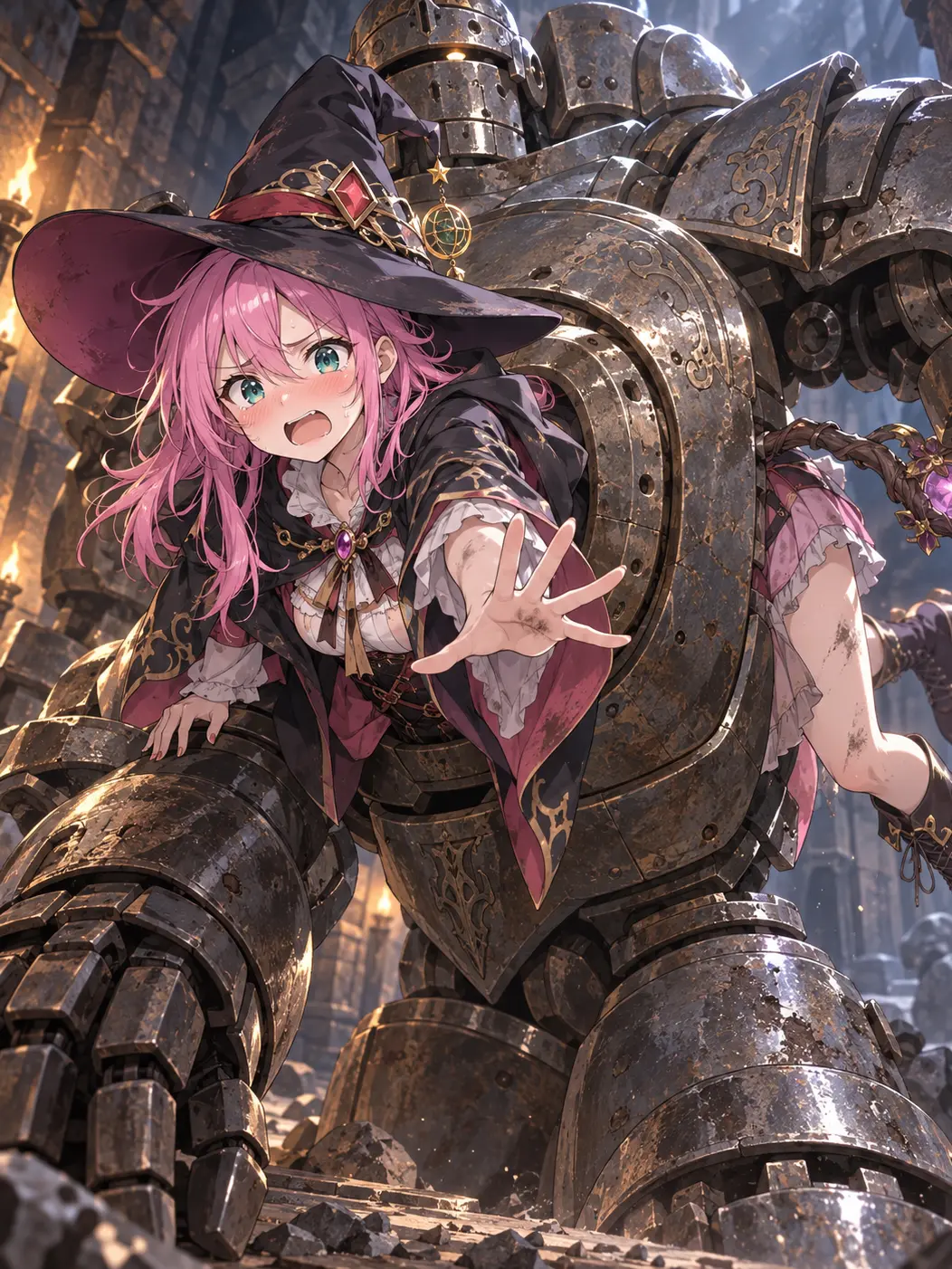 WearyGesso0530의 ハイメタルゴーレムに挟まった魔法使い