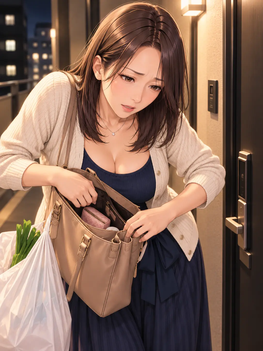 MILF.의 옆집 사모님, 열쇠를 잊은 밤♡