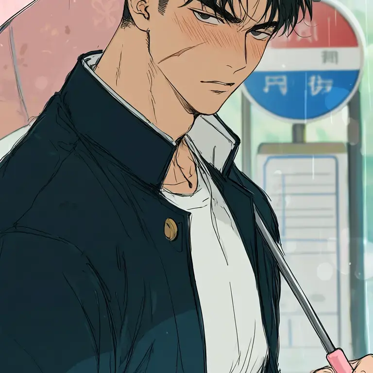 9365의 雨のバス停と熱血な傘
