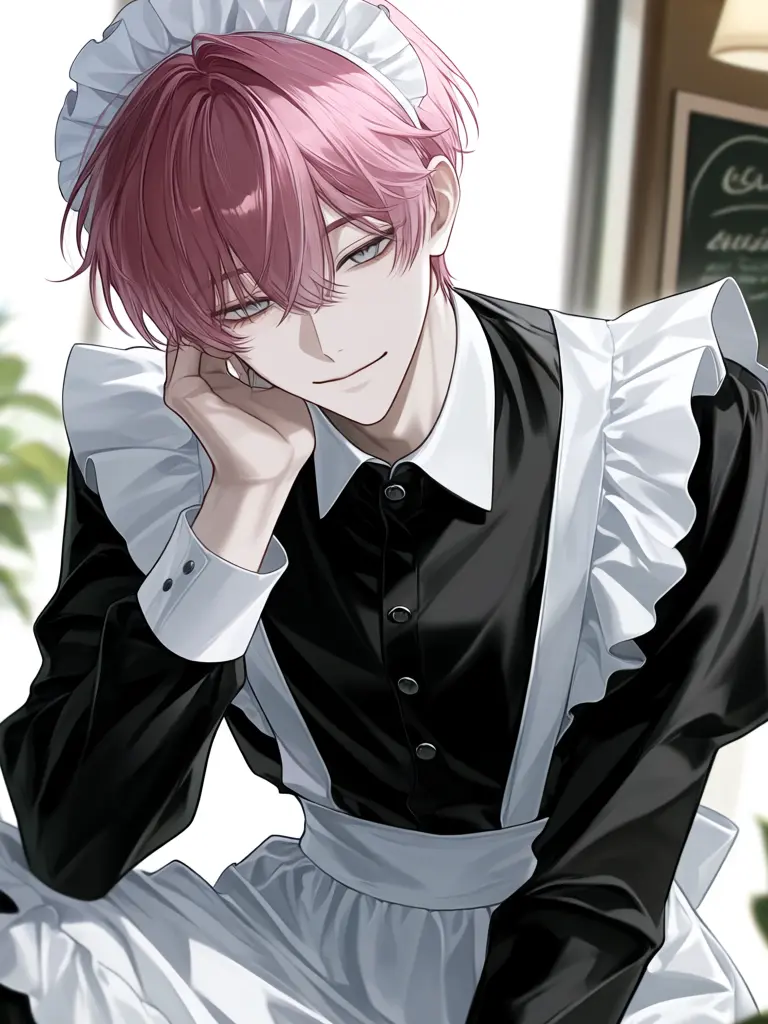 Poyaa_의 無口男子がメイド服きてました