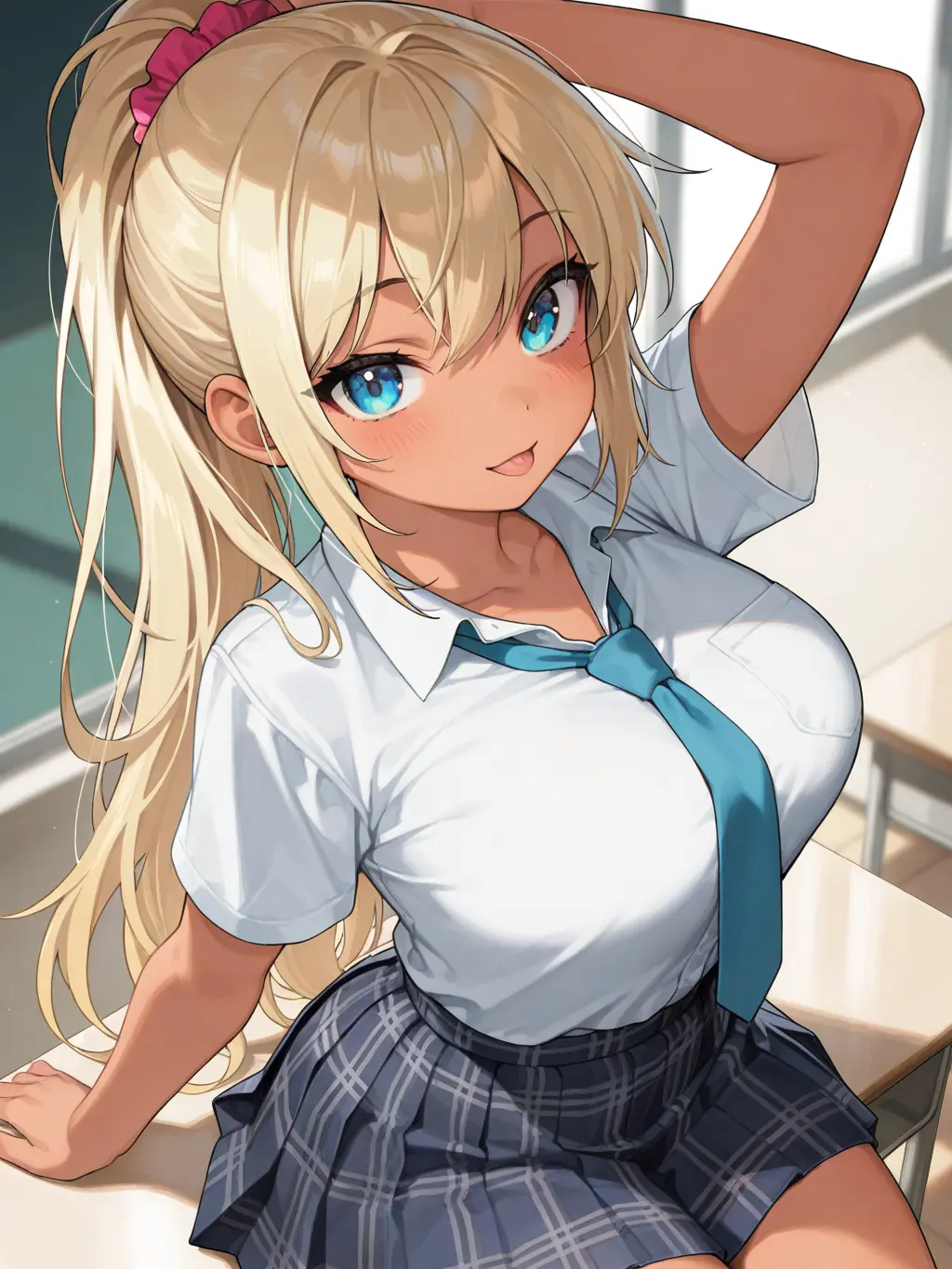 TaquSynthV의 机を占拠する距離感ゼロの日焼けギャル