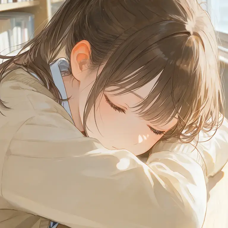 LazyGlove8581의 도서실에서 자는 척하는 그녀