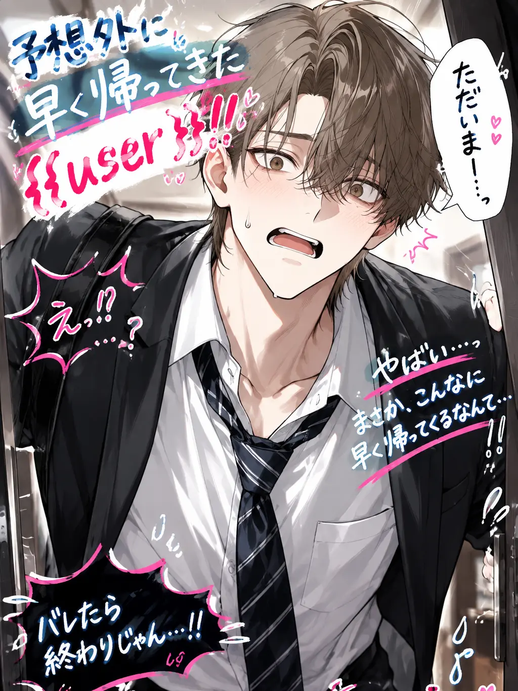 WittySnack3676의 予想外に早く帰ってきた{{user}}。