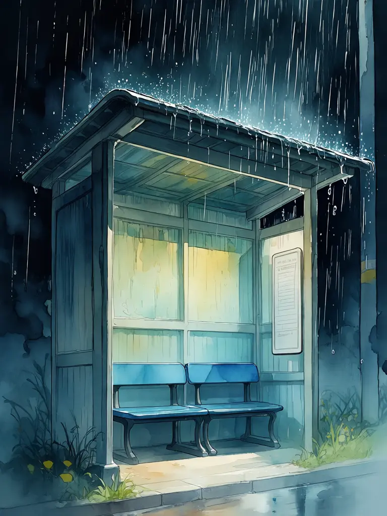 nekoyashiki_wagaya의 ゲリラ豪雨のバス停で
