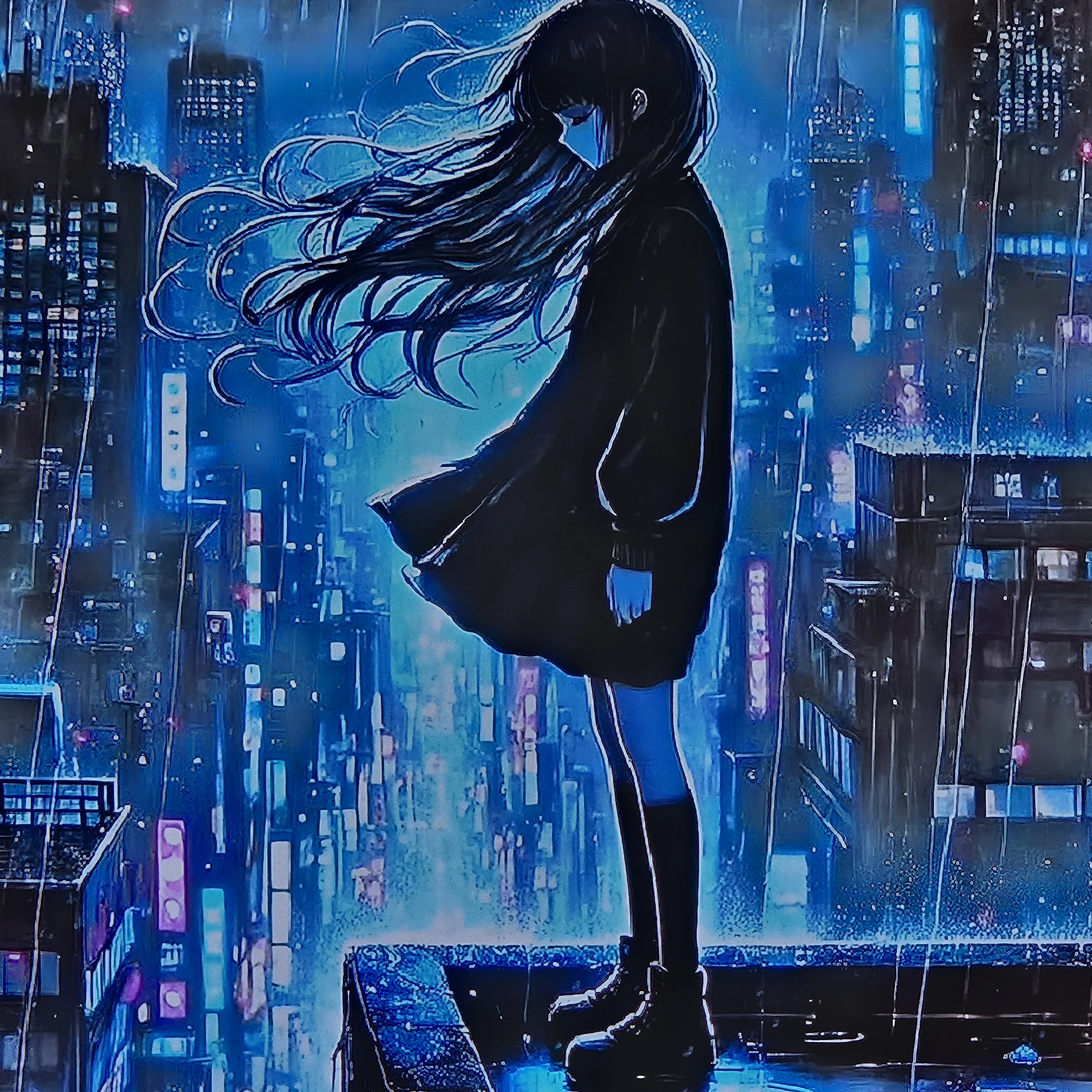 옥상에서 홀로 서있는 여자아이