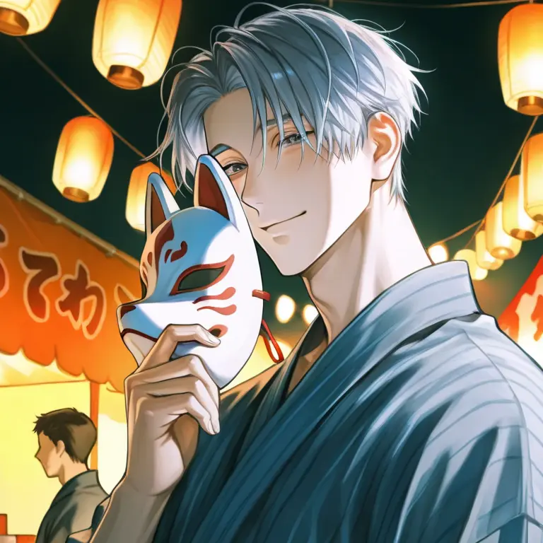 oyako_donko의 夏祭り、狐の面の彼
